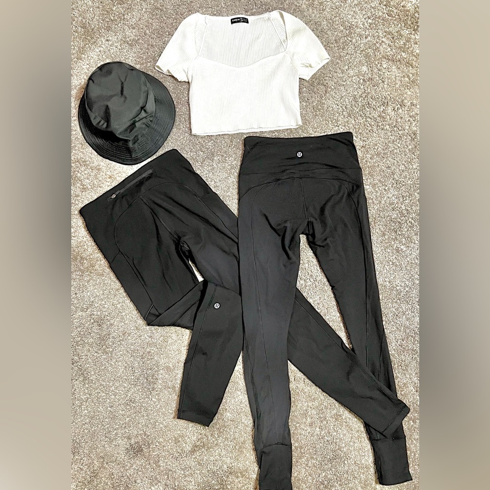 Lulu Lemon Legging Two Pairs Size 4 Black